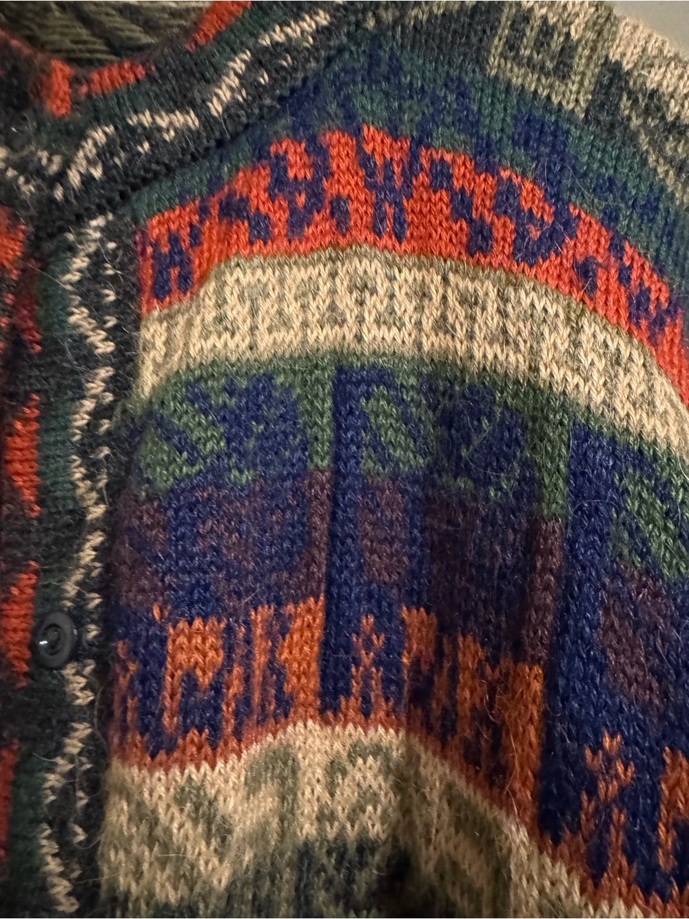 Men's Multicolor alpaca Patterned Knit Sweater Cardigan